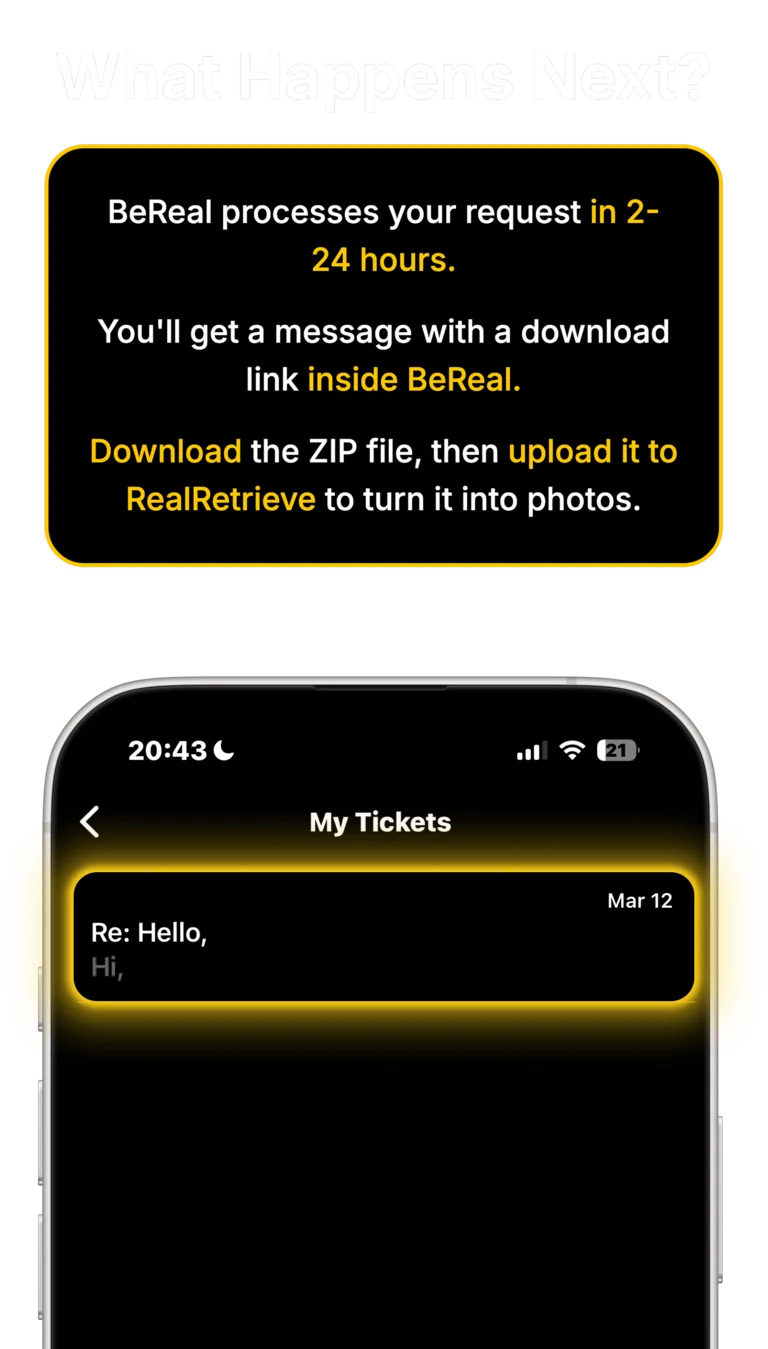 We can remind you when your data should be ready to download.